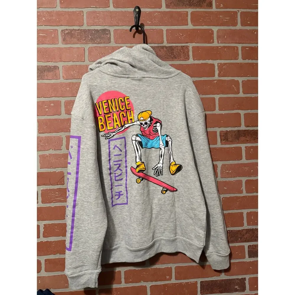 Chemistry Venice Beach Skateboard Skeleton Pullover Hoodie - L
